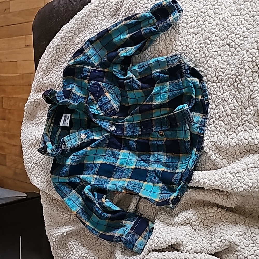 Okie dokie 12 month flannel top button down shirt